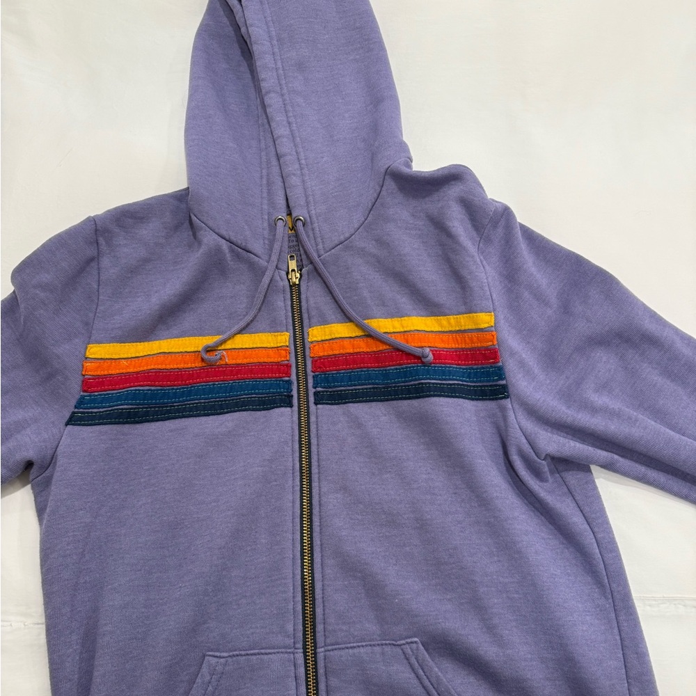 Aviator Nation Purple Boxy Zippered Hoodie